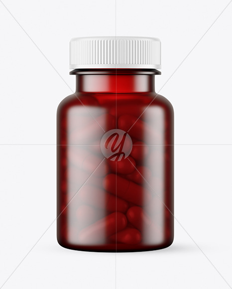 Frosted Red Pills Bottle Mockup