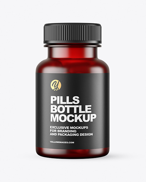 Frosted Red Pills Bottle Mockup - Red mockup