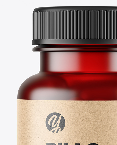 Frosted Red Pills Bottle Mockup