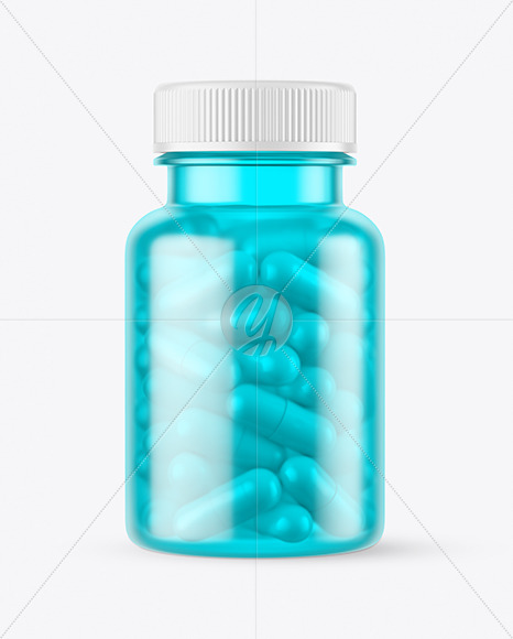 Frosted Colored Pills Bottle Mockup