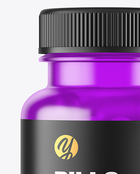 Frosted Colored Pills Bottle Mockup