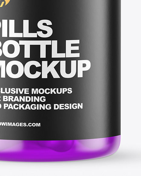 Frosted Colored Pills Bottle Mockup