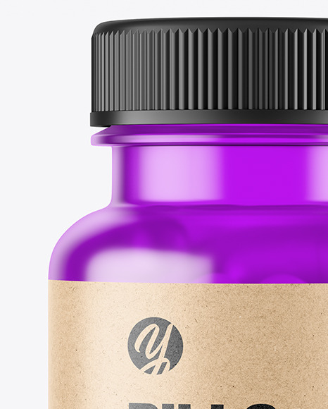 Frosted Colored Pills Bottle Mockup