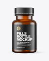 Frosted Amber Pills Bottle Mockup