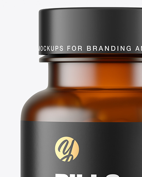 Frosted Amber Pills Bottle Mockup