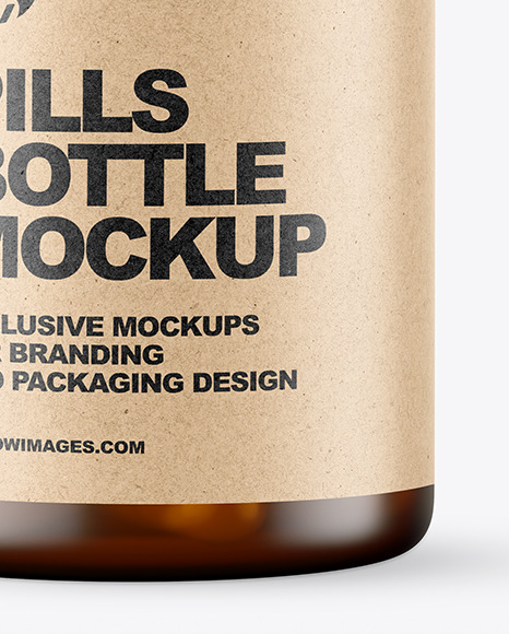 Frosted Amber Pills Bottle Mockup