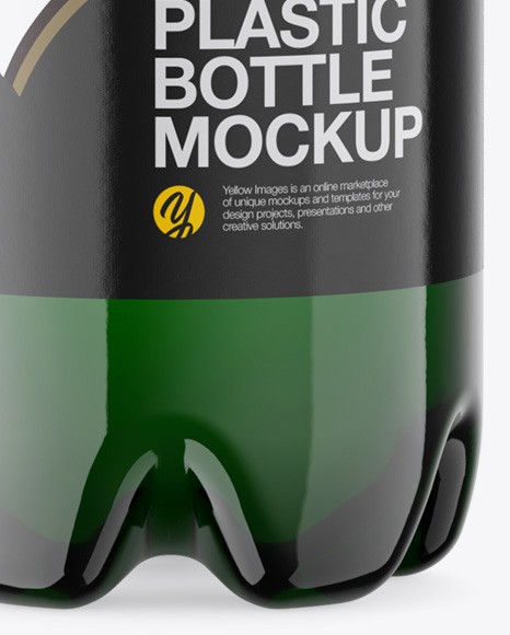 Green Plastic Beer Bottle Mockup