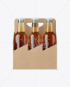 Kraft Paper 6 Pack Clear Bottle Carrier Mockup - Front View