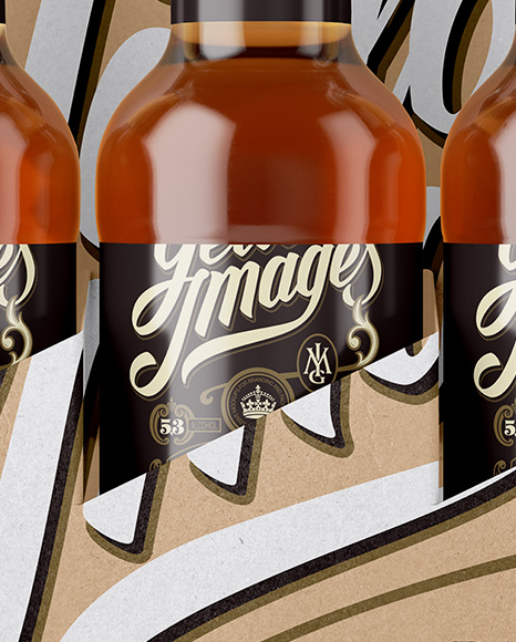 Kraft Paper 6 Pack Clear Bottle Carrier Mockup - Front View