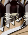 Kraft Paper 6 Pack Amber Bottle Carrier Mockup - Half Side View