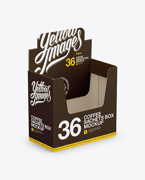 36x Sachets Open Box Mockup - Halfside View