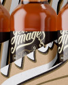 Kraft Paper 6 Pack Clear Bottle Carrier Mockup - Half Side View