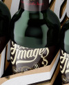 Kraft Paper 6 Pack Green Bottle Carrier Mockup - Half Side View (High Angle Shot)