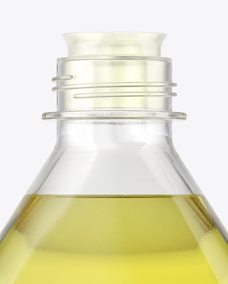 1L Clear PET Bottle with Olive Oil Mockup