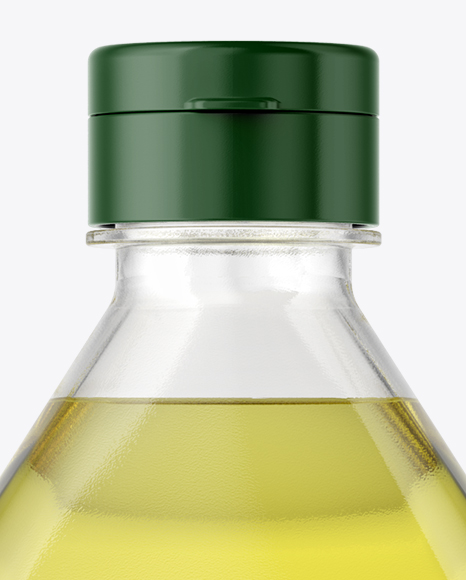 1L Clear PET Bottle with Olive Oil Mockup