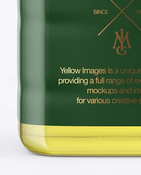 1L Clear PET Bottle with Olive Oil Mockup