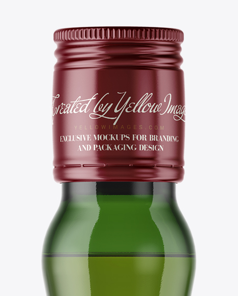 Green Glass Bottle with Whiskey Mockup