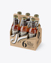 Kraft Paper 6 Pack Clear Bottle Carrier Mockup - Half Side View (High Angle Shot)