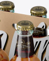 Kraft Paper 6 Pack Clear Bottle Carrier Mockup - Half Side View (High Angle Shot)