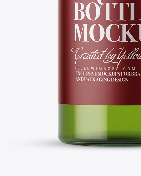 Clear Glass Bottle with Green Liquor Mockup