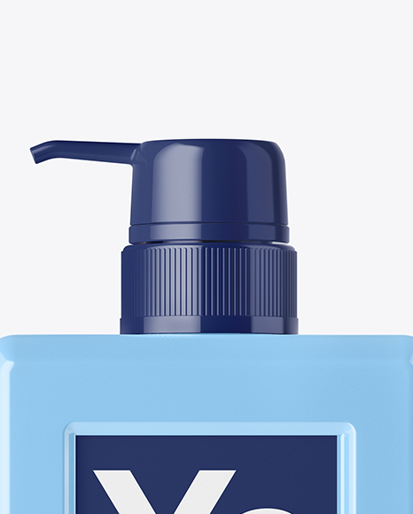 Glossy Square Cosmetic Bottle with Batcher Mockup - Free Download