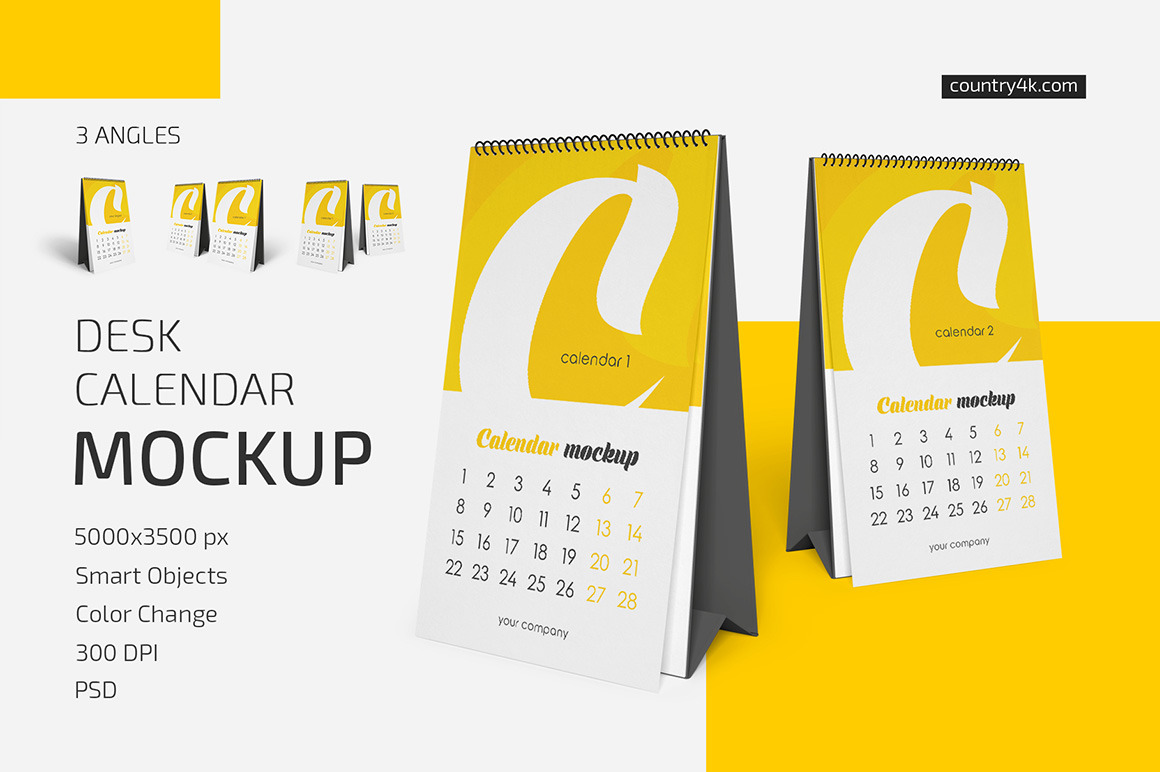 Desk Calendar v08 Mockup Set