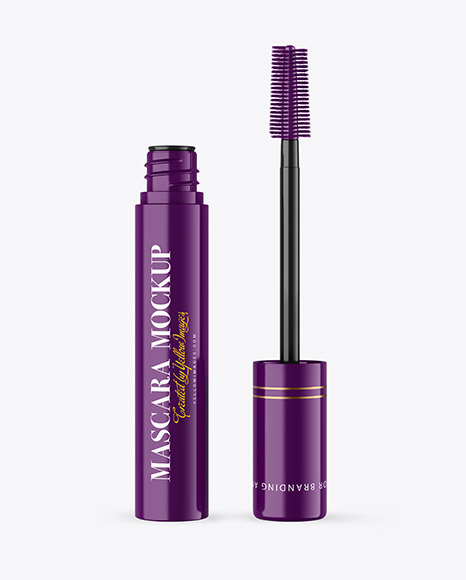 Opened Glossy Mascara Tube Mockup - Opened+Glossy+Mascara+Tube+Mockup+In+Packaging+Mockups+On