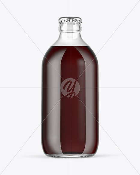 Clear Glass Bottle with Red Ale Mockup