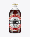 Clear Glass Bottle with Red Ale Mockup