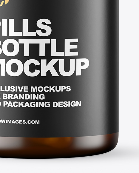 Frosted Dark Amber Pills Bottle Mockup