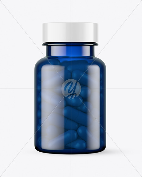 Blue Pills Bottle Mockup