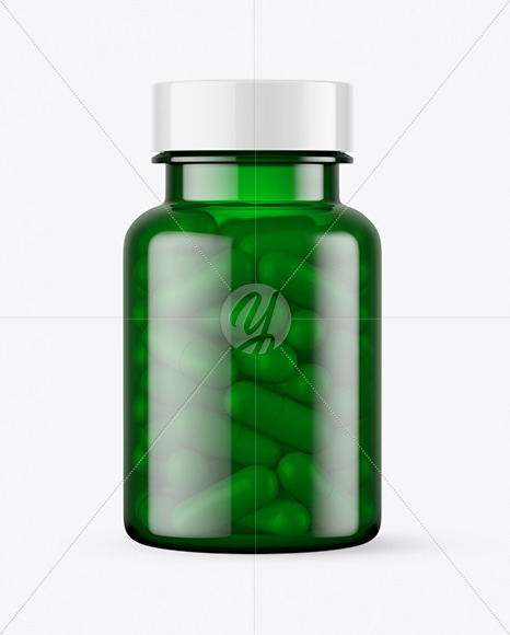 Green Pills Bottle Mockup