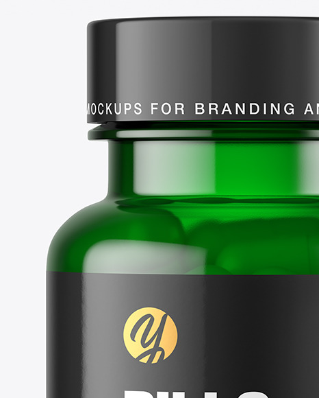 Green Pills Bottle Mockup