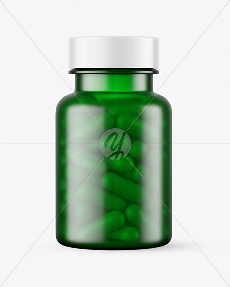 Frosted Green Pills Bottle Mockup