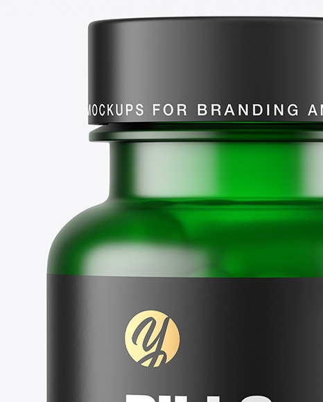 Frosted Green Pills Bottle Mockup