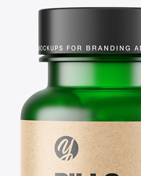 Frosted Green Pills Bottle Mockup