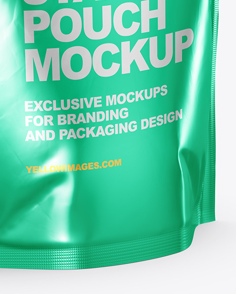 Metallic Stand Up Pouch Mockup - Half Side View