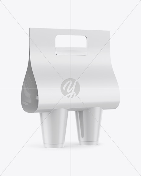 Glossy Coffee Cup Carrier Mockup - Halfside View