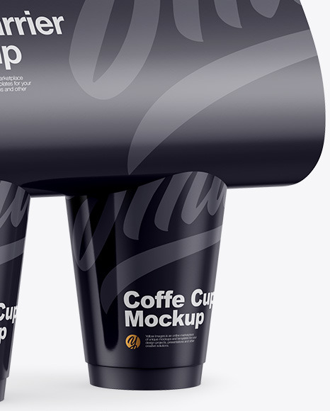 Glossy Coffee Cup Carrier Mockup - Halfside View