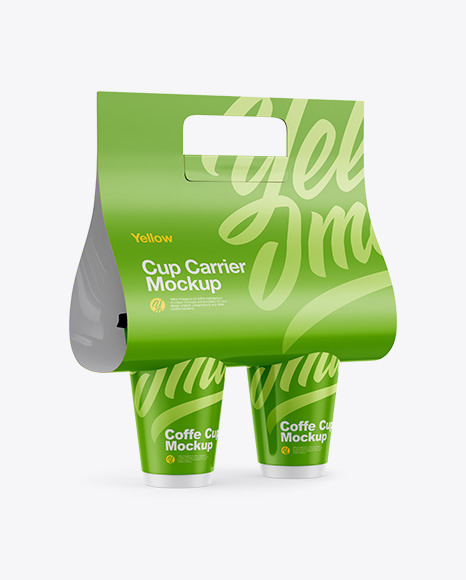 Glossy Coffee Cup Carrier Mockup - Halfside View