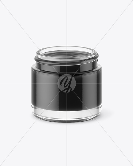 Opened Clear Glass Jar With Black Gel Mockup