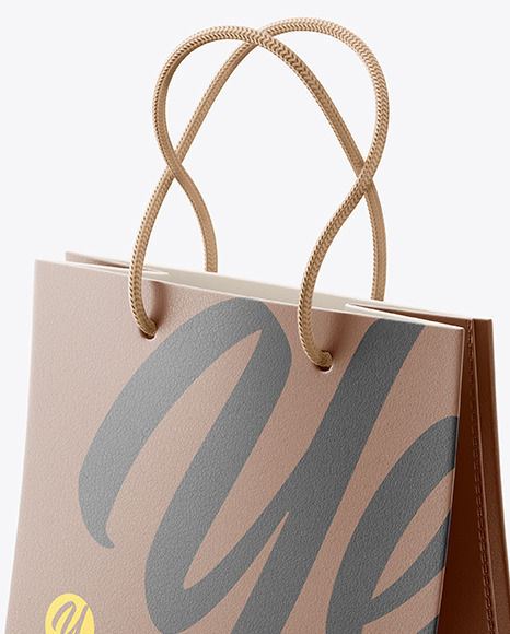 Luxury Leather Shopping Bag With Handles Mockup - Half Side View