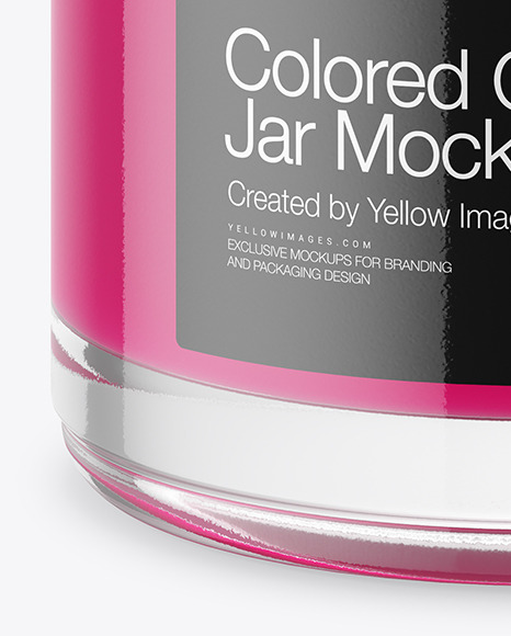 Opened Clear Glass Jar With Colored Gel Mockup