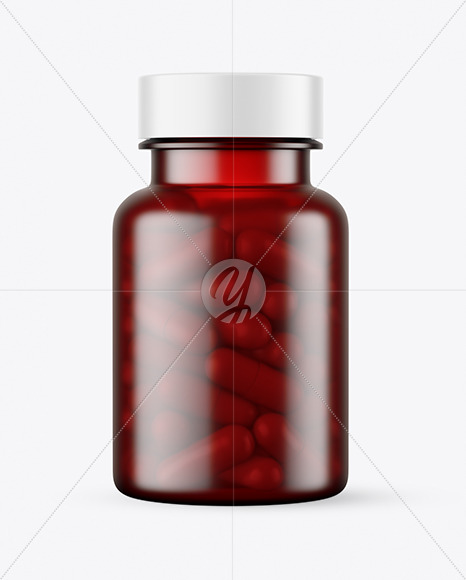 Frosted Red Pills Bottle Mockup