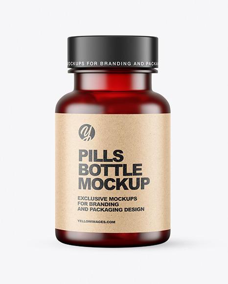 Frosted Red Pills Bottle Mockup