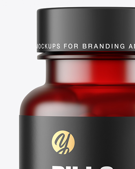 Frosted Red Pills Bottle Mockup