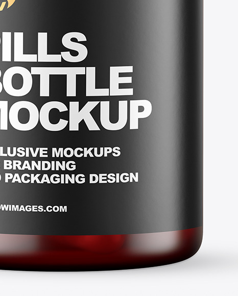 Frosted Red Pills Bottle Mockup