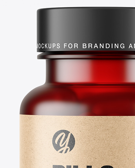 Frosted Red Pills Bottle Mockup