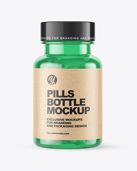 Colored Pills Bottle Mockup