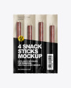 4 Snack Sticks W/ Glossy Film Mockup